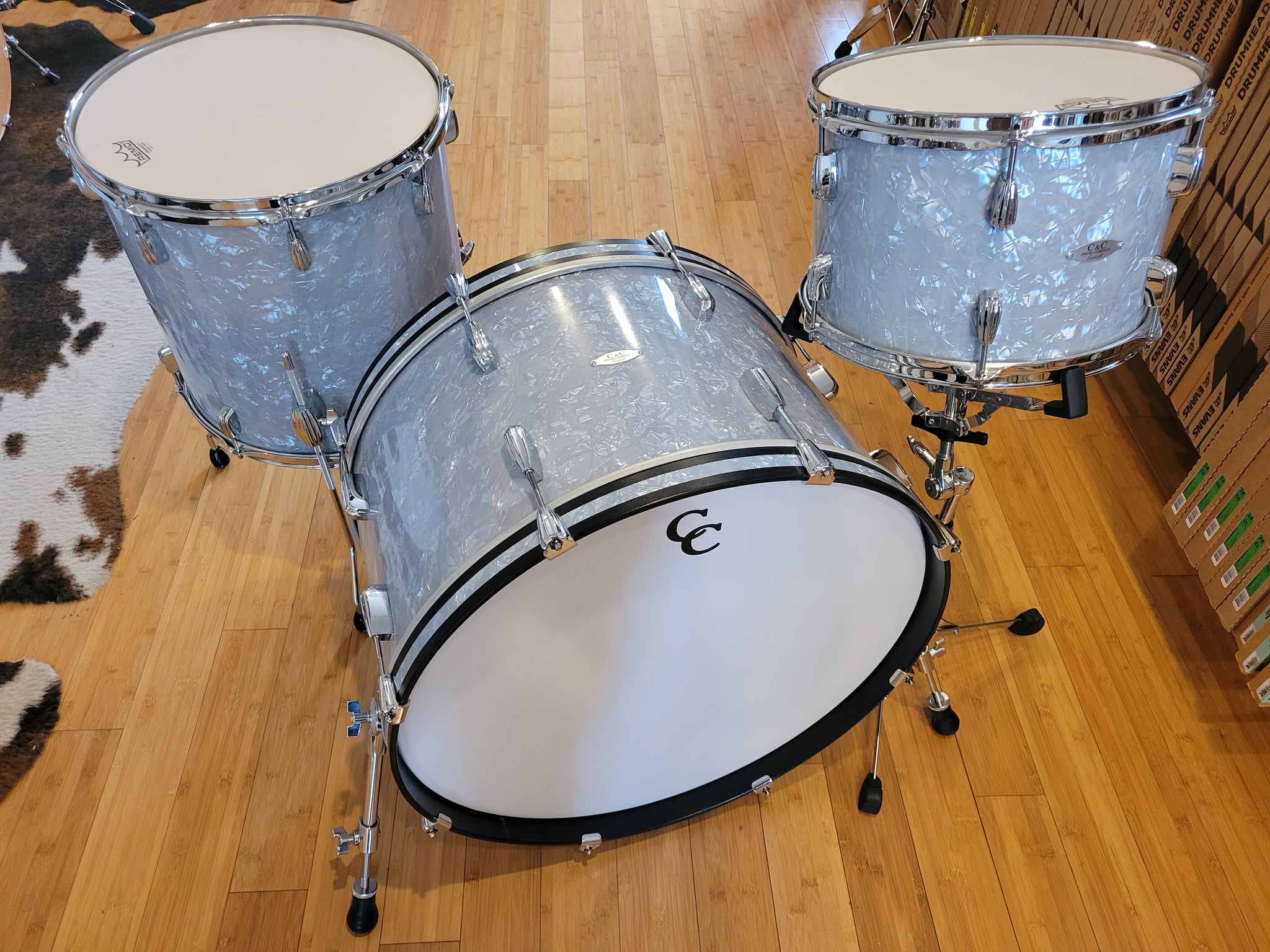 Drum Kits - C&C Drum Co. 14x24 9x13 16x16 Gladstone Maple (Tweedy Blue Pearl)