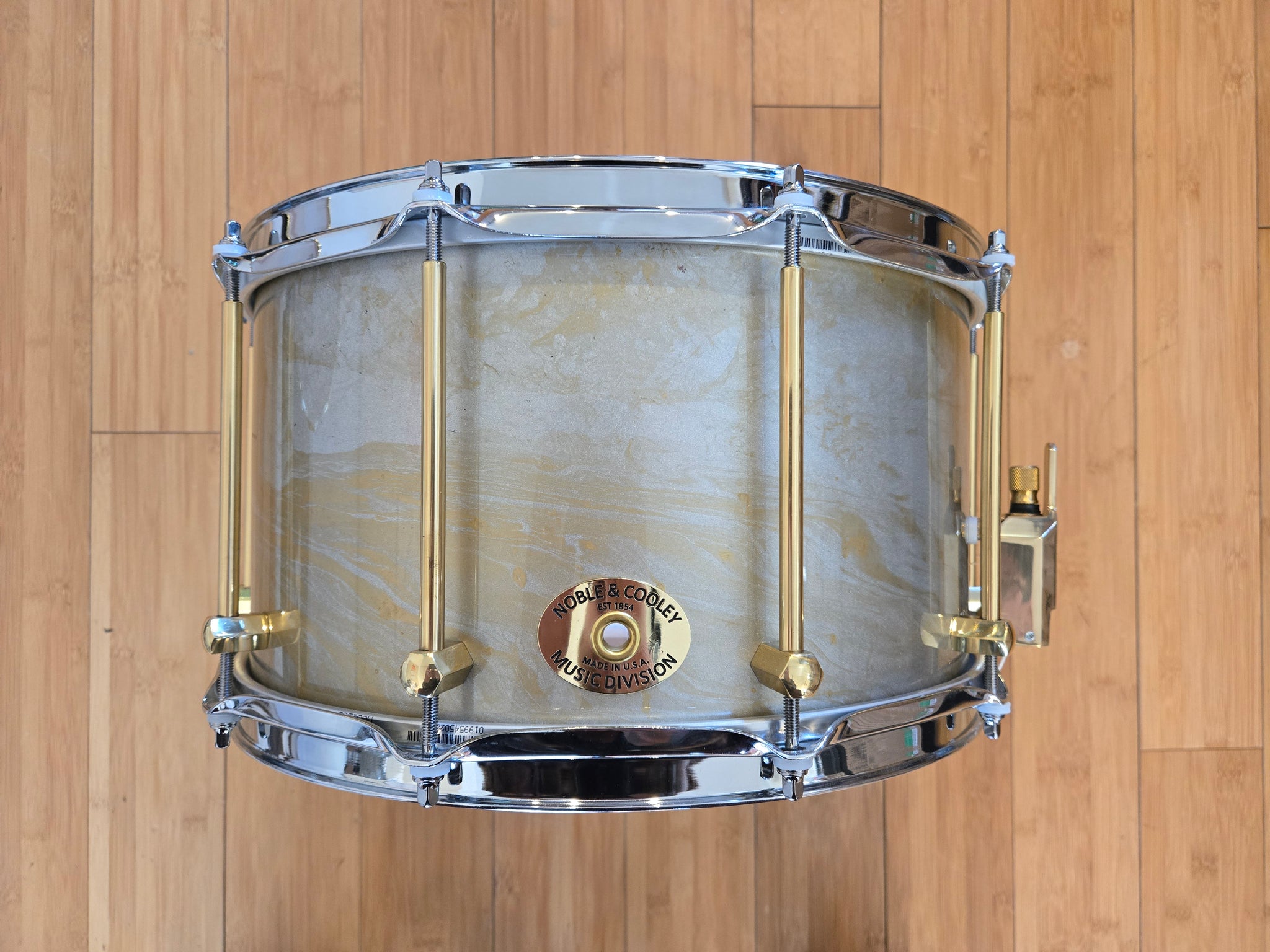 Snares - Noble & Cooley 8x14 SS Oak Snare Drum (Metallic Gold over Metallic Silver Hydro-Dip Gloss)